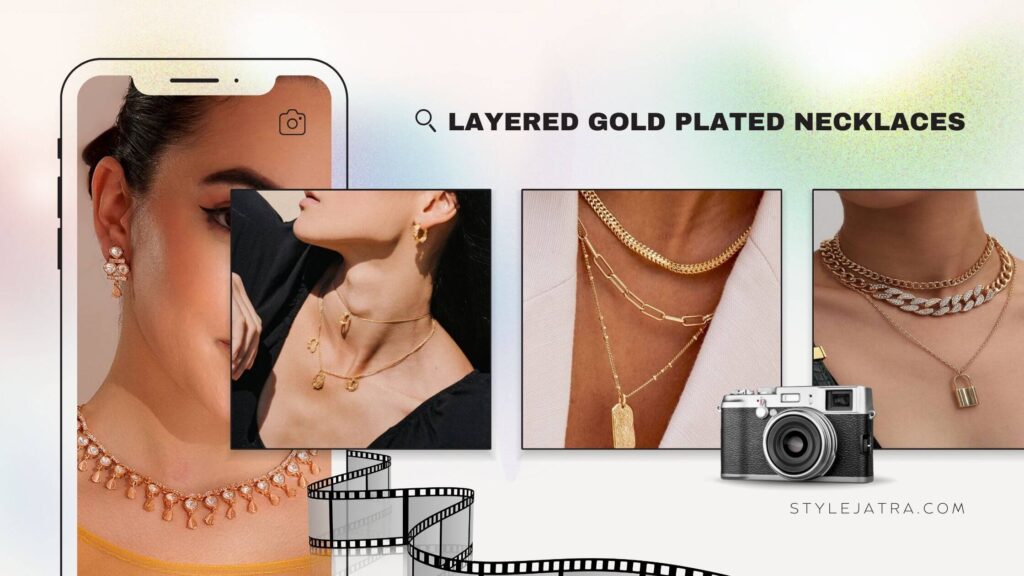 Layered gold plated necklaces styling guide for Bangladeshi women